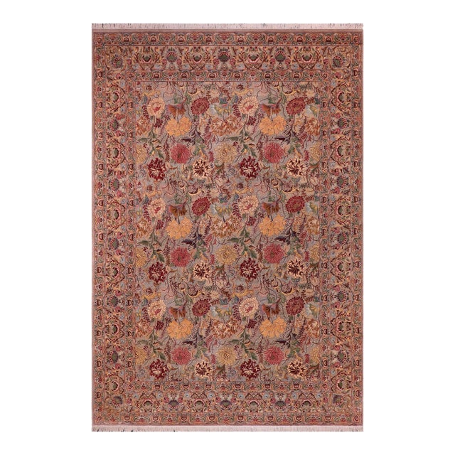 1990's Floral Pak-Persian Gray/Gray Wool Rug - 9'0'' X 12'7'' For Sale