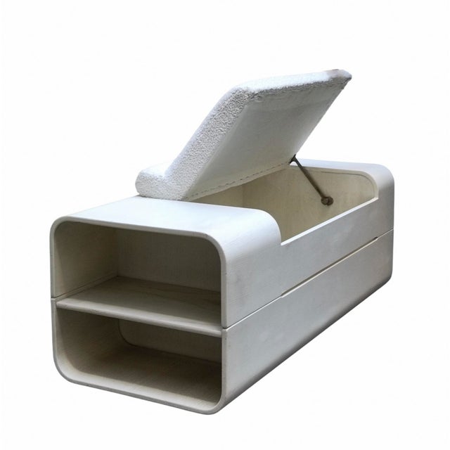 White Wooden Bench with Storage Compartment by Carlo De Carli for Fiarm, Italy, 1970s For Sale - Image 4 of 6