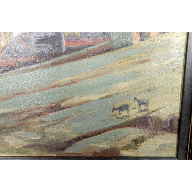 Mediterranean Coastal Town, France, 1930, Oil on Panel, Framed For Sale - Image 9 of 15