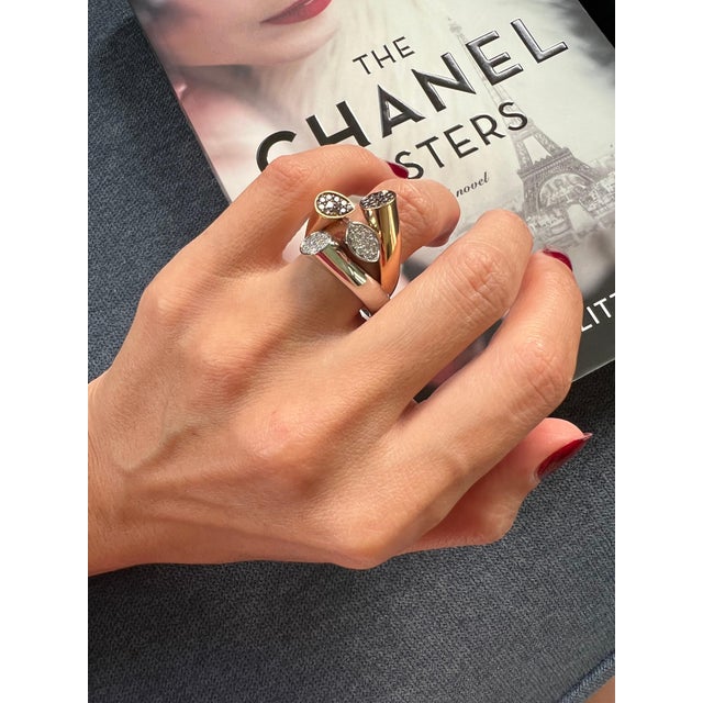 Diamond Pave Cluster Shape Mountain Peaks Unique 18 Karat Rose White Gold Ring, Size 7.5 For Sale - Image 18 of 18