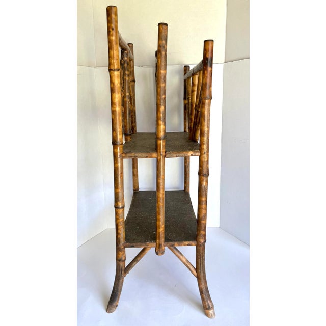 Antique English Burnt Bamboo Tall Magazine Rack For Sale - Image 9 of 13