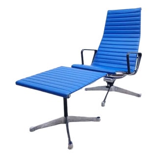 Set of 124 Leather Lounge Chair and Ottoman by Hermann Miller for Vitra, 1958 For Sale