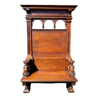 Carved Walnut Bench by Honoré Dufin For Sale