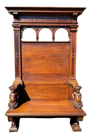 Carved Walnut Bench by Honoré Dufin