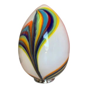 Murano Glass Multicolored Reeds White Egg Lamp
