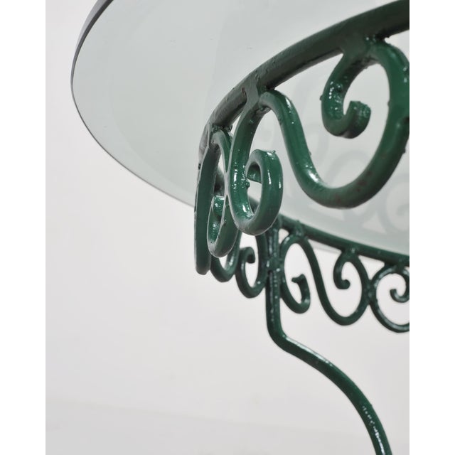 o.w. Lee American Regency Style Wrought Iron and Glass Scrolled Garden Table For Sale - Image 14 of 18