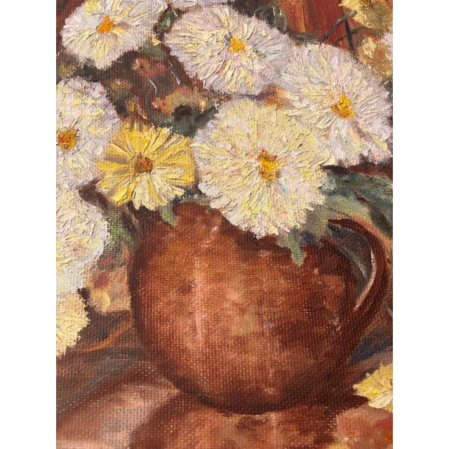 Textile 1967 Floral Still Life Painting by Mary Black, Vintage Framed Original Artwork For Sale - Image 7 of 9