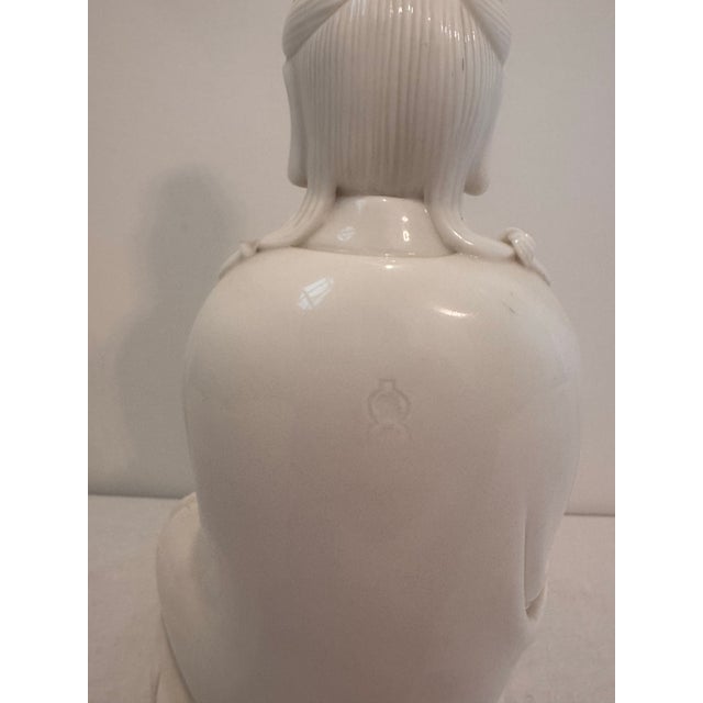 Ceramic Vintage Blanc De Chine Porcelain Guanyin Statue, 12” For Sale - Image 7 of 10