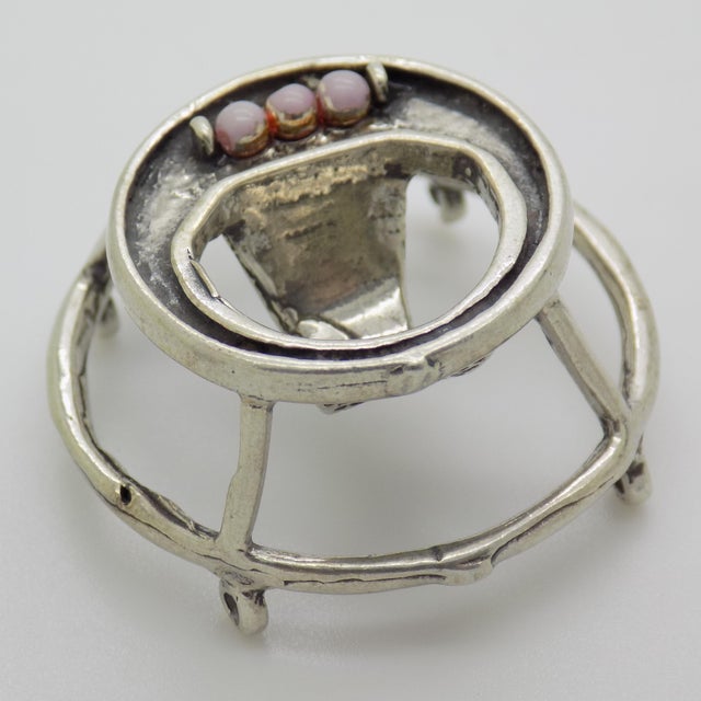 Italian Vintage Italian Handmade Genuine Silver and Small Plastic Pink Elements Baby Walker Dollhouse Miniature For Sale - Image 3 of 9