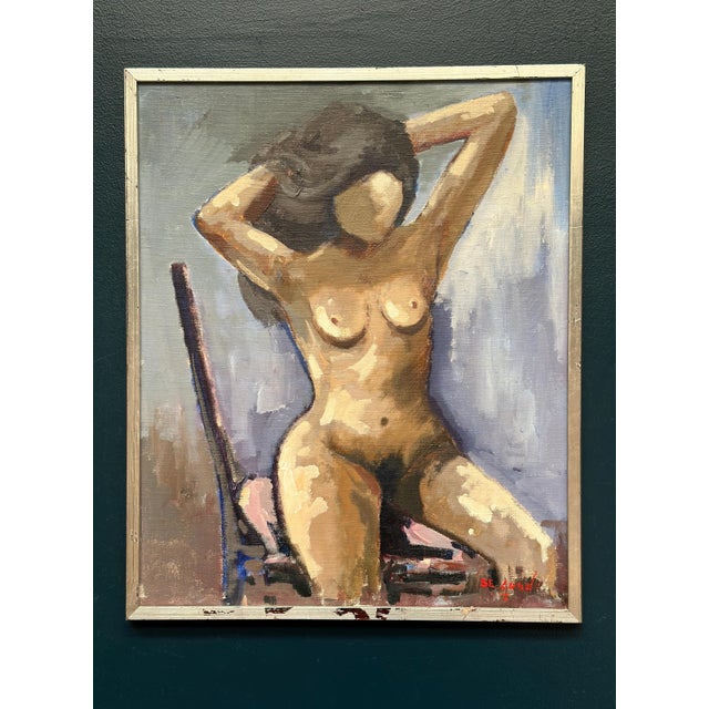 Sven Erik Lund, Model on Chair, Nude, 1950s, Oil on Canvas, Framed For Sale - Image 13 of 18