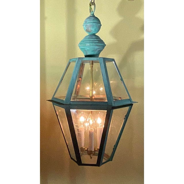 Large Single Solid Copper Hanging Lantern. 27” X 16” For Sale - Image 9 of 15