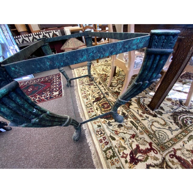 Metal Mid 20th Century Iron Neoclassical Table Base With Faux Verdigris Finish For Sale - Image 7 of 13