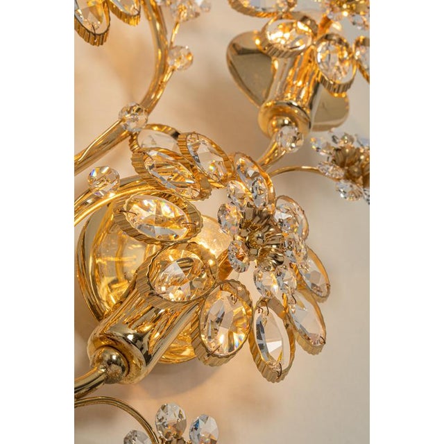 Large Gilt Brass Flower Shape Wall Light from Palwa, Germany, 1970s For Sale - Image 3 of 7