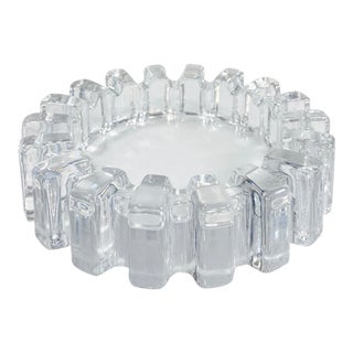 Vintage Mid-Century Round Brutalist Glass Ashtray, Catchall or Coaster For Sale