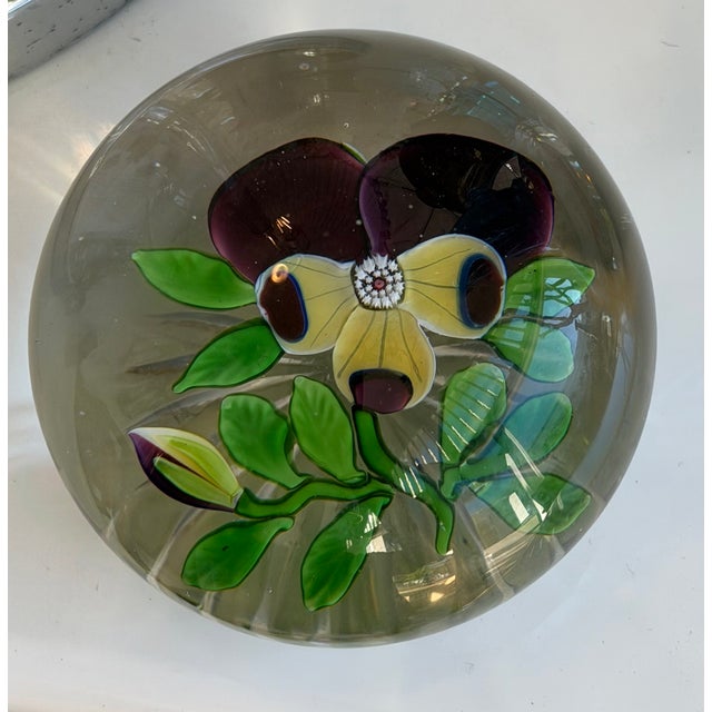 19th Century Rare Antique Purple Pansy Lampwork Paperweight For Sale - Image 5 of 7