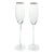 Pair of Contemporary Tall Fluted Silver Rim Champagne Glasses For Sale