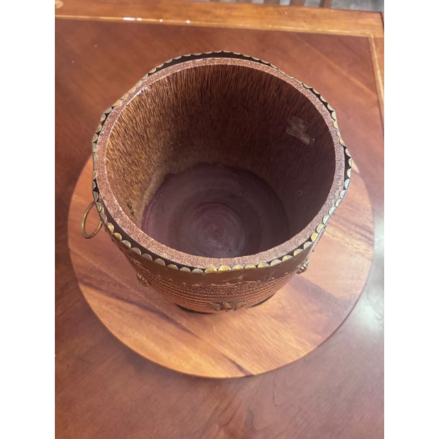 Antique South Indian Wood and Brass Rice Bucket Container, 19th Century For Sale - Image 4 of 12
