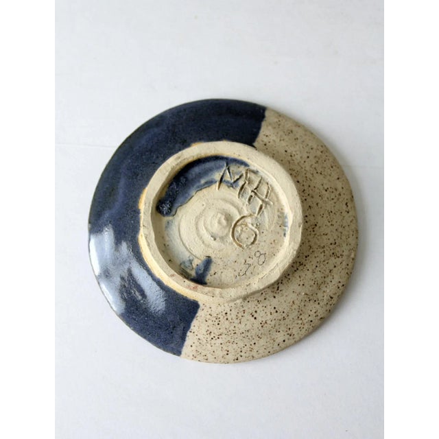 Cream Vintage Studio Pottery Plate For Sale - Image 8 of 8