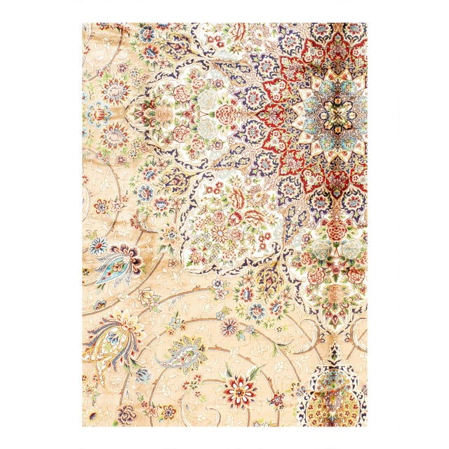 Viscose on a cotton foundation with a medallion 80-Raj quality This rug has a dense, soft pile, and excellent quality, to...