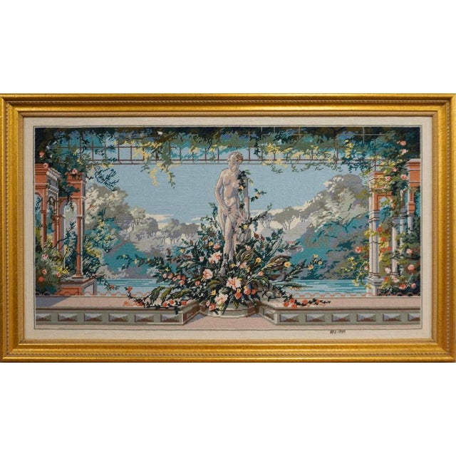 Rosemary Pipkin Jackson (American 20th Century), Classical Scene, Needlework panel, Framed., and Signed Measures 50" in...