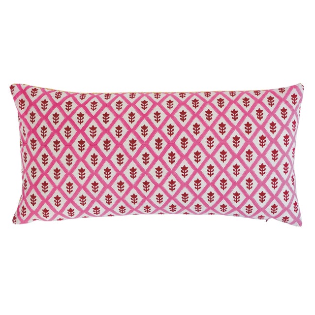 2020s Schumacher X Molly Mahon Buti & Tuk Tuk 20" Lumbar Pillow in Pink & Yellow For Sale - Image 5 of 5