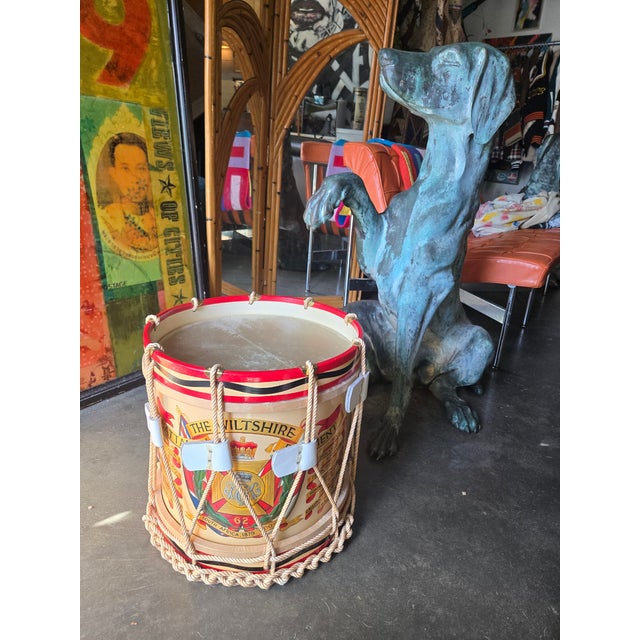 Gold Vintage Diminuitve English Reprodcution Regiment Drum / Occasiional Table For Sale - Image 8 of 9