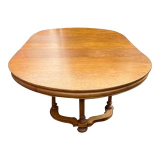 1900s Antique Oak Round Dining Table For Sale
