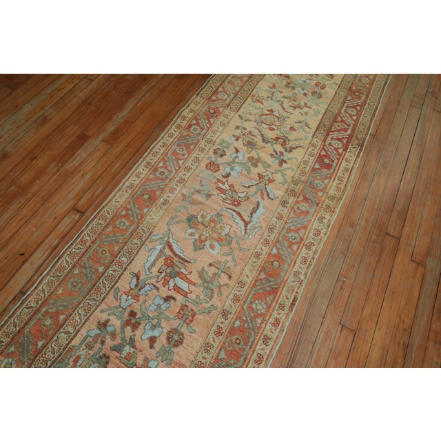 Early 20th Century Terracotta Salmon Persian Antique Runner - 2'10" x 15'6" For Sale - Image 5 of 10
