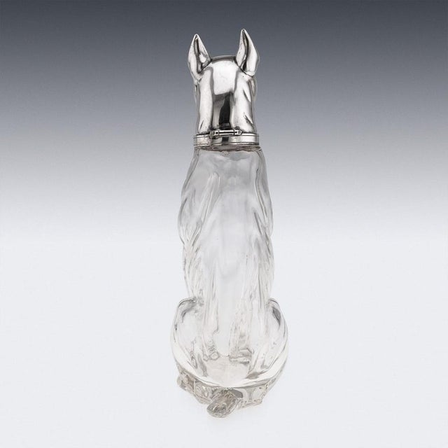 20th Century Continental Silver Plate & Clear Glass Novelty Pinscher Drinks Decanter For Sale - Image 4 of 18