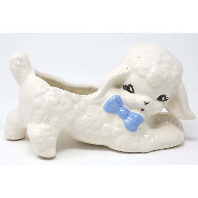 Figurative Vintage Ceramic Lamb Planter For Sale - Image 3 of 9