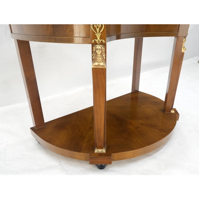 Walnut Marble Top Neoclassical Demi Lune Bronze Mount Console Table 1 Drawer For Sale - Image 18 of 18