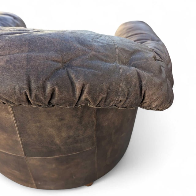 Late 20th Century Slouchy Overstuffed Leather Lounge Chairs in Chocolate Brown - Pair For Sale - Image 16 of 18
