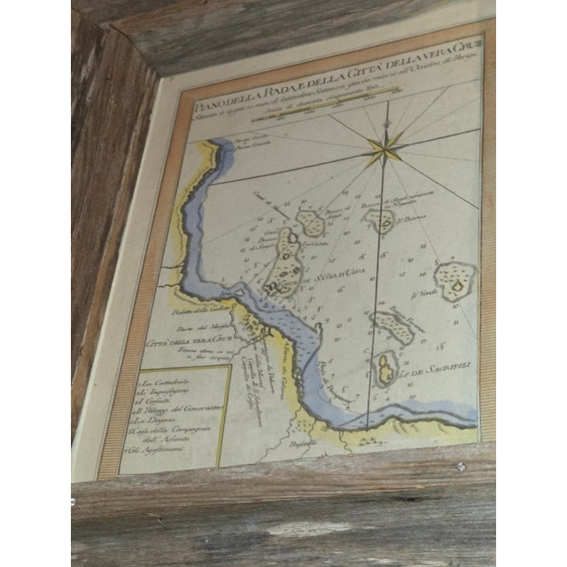 White Hand Colored 18th C Map of Vera Cruz Mexico in Rustic Ranch Frame For Sale - Image 8 of 12