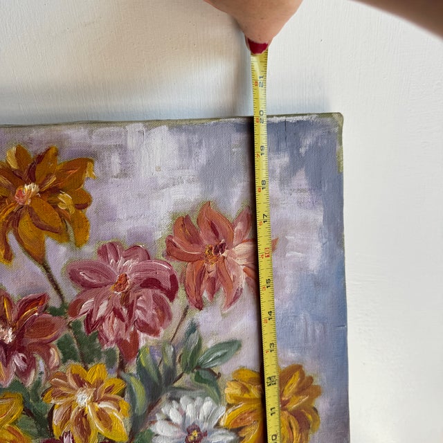 1970s Mid Century Impressionist Floral or Botanical Oil on Canvas Painting For Sale - Image 9 of 10
