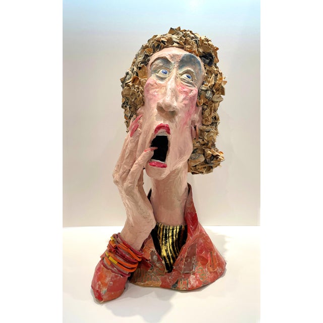 Figurative Signed Paper Mache Sculpture, Lovely Lady, by R. Newman For Sale - Image 3 of 8