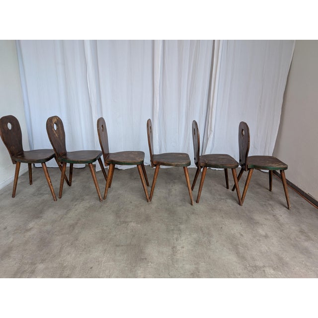 Vintage Brutalist Wooden Dining Chairs, 1970s, Set of 6 For Sale - Image 12 of 18