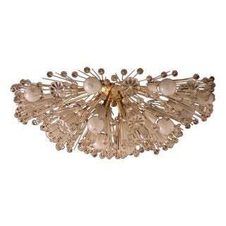 Large Mid-Century Modern Snowball Ceiling Lamp in Glass and Brass by Emil Stejnar for Rupert Nikoll, 1950s For Sale