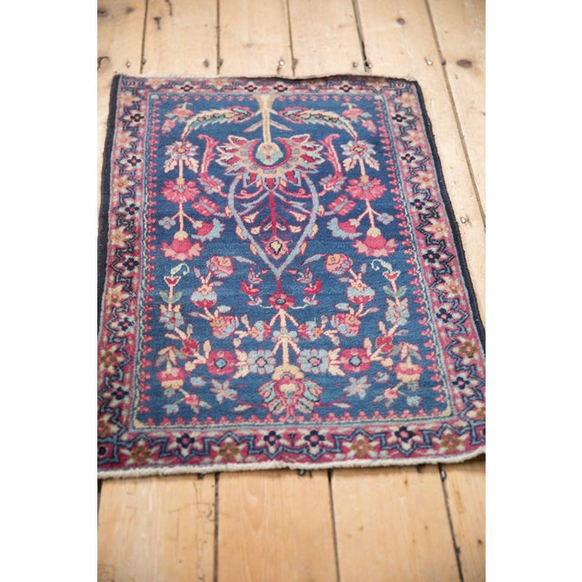 Shabby Chic Antique Fine Kerman Square Rug Mat - 1'10" x 2'7" For Sale - Image 3 of 9