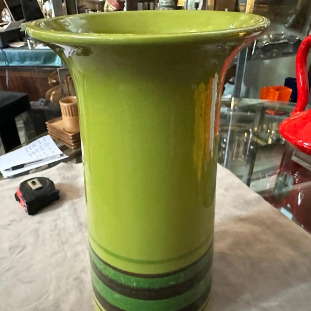 Ceramic A Rare Avobin Vintage Italian Ceramic Huge Vase, Hand-Painted 1970s Design For Sale - Image 7 of 11