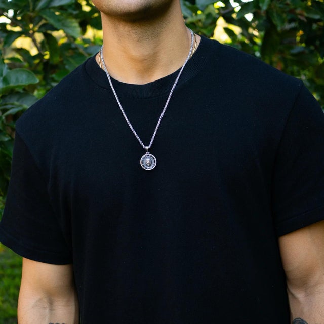 Metal Majestic Lion Black Diamond Necklace For Sale - Image 7 of 9