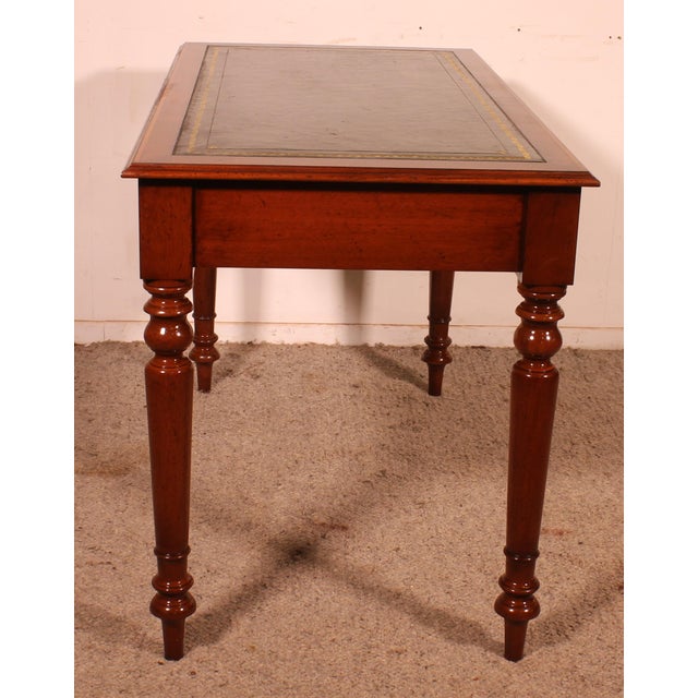 Mahogany Flat Desk with Drawers and Inlays, 19th-Century For Sale - Image 9 of 14