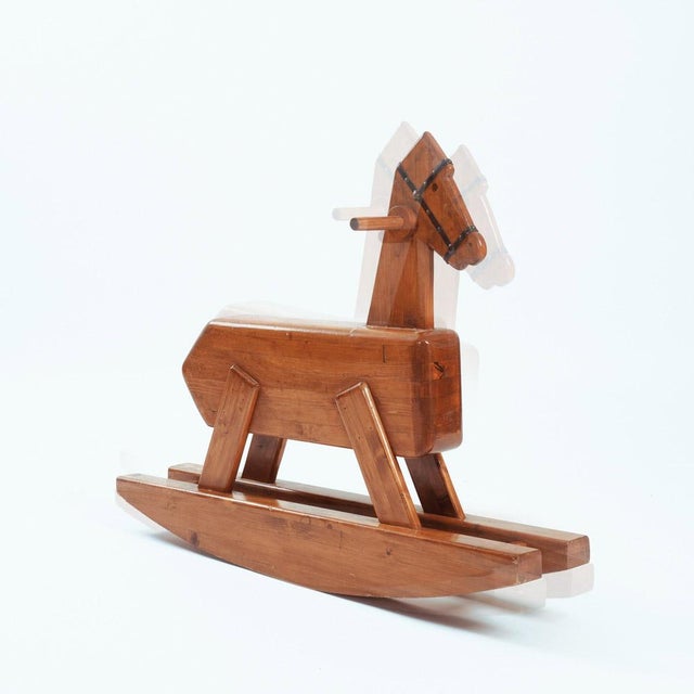 Mid-Century Modern Large Vintage Dutch Rocking Horse in Pine, 1960s For Sale - Image 3 of 16