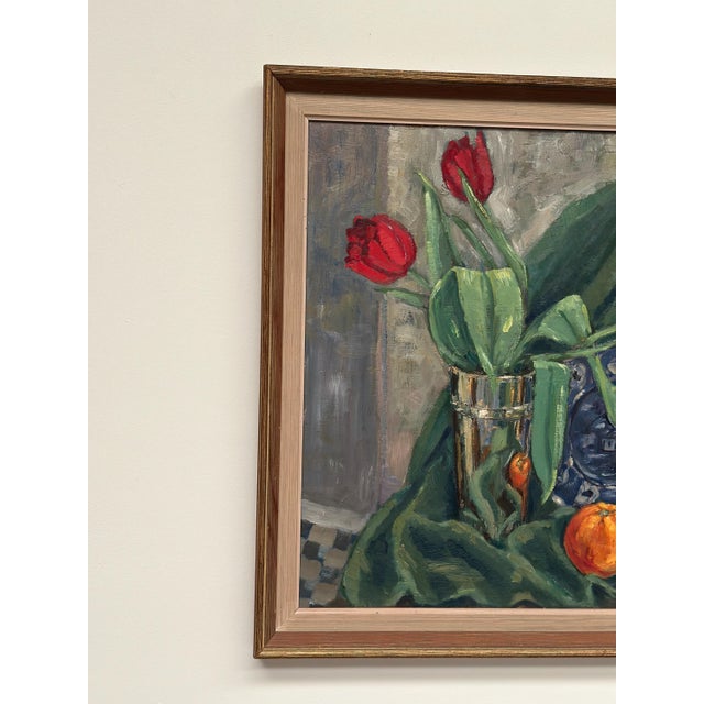 J. Essen Loarp, Still Life with Tulips, 1957, Oil on Panel, Framed For Sale - Image 12 of 15