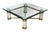 Modern Vintage Italian Regency Travertine Stone Brass & Glass Coffee Cocktail Table 44" For Sale - Image 3 of 12