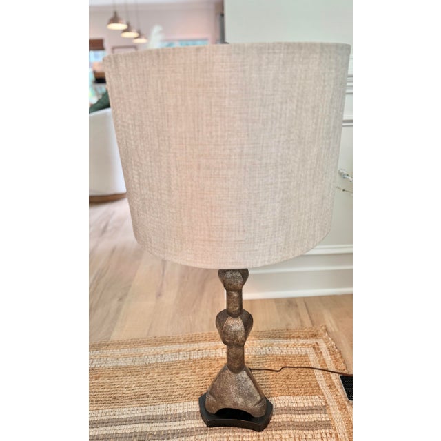 Large Vintage Chapman Sculptural Faux Stone Table Lamp For Sale - Image 9 of 11