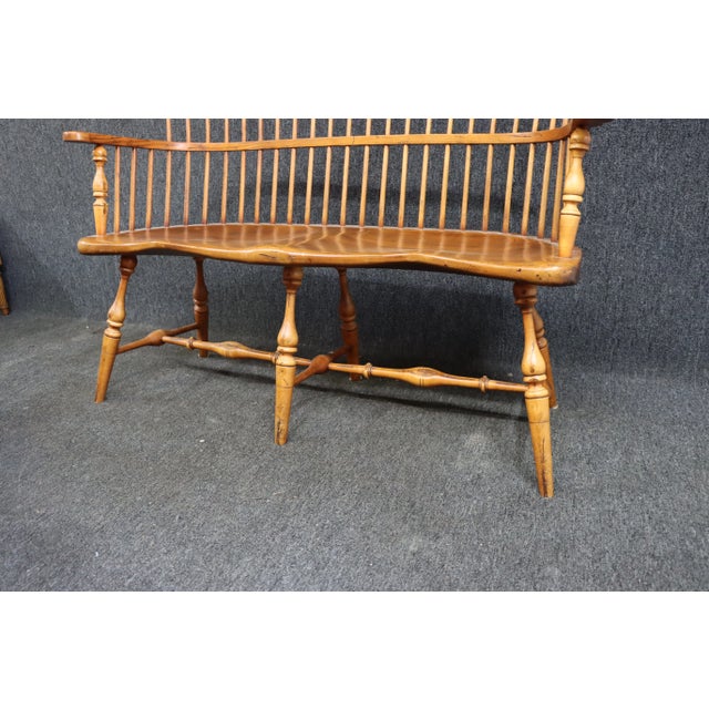 Frederick Duckloe Oak & Cherry Windsor Settee For Sale - Image 11 of 12