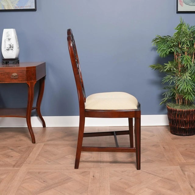 Brown Carved Shield Back Chairs- Set of 10 For Sale - Image 8 of 12