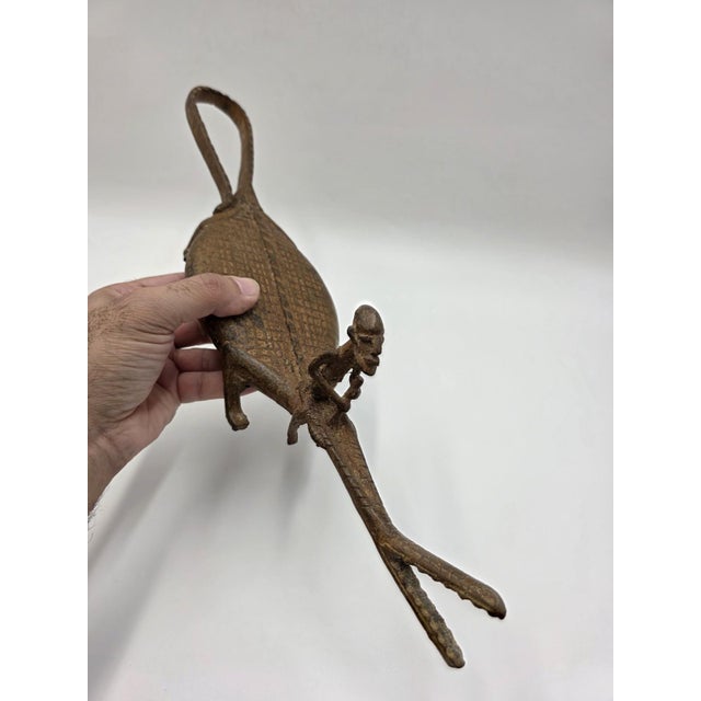 1950s Rare African Senufo Bronze Crocodile with Rider Ritual Oracle Figure Lost Wax For Sale In Houston - Image 6 of 18