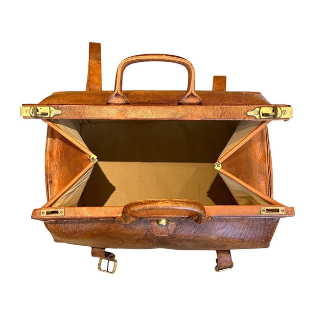 Vintage English Tanner Krolle & Co. Ltd. For Harrods Leather Gladstone Bag For Sale - Image 10 of 18