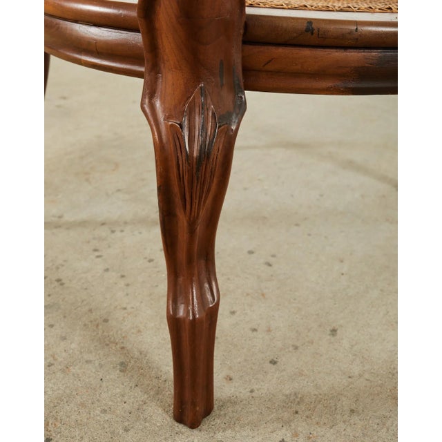 Pair of Venetian Rococo Style Caned Barrel Armchairs For Sale - Image 11 of 13